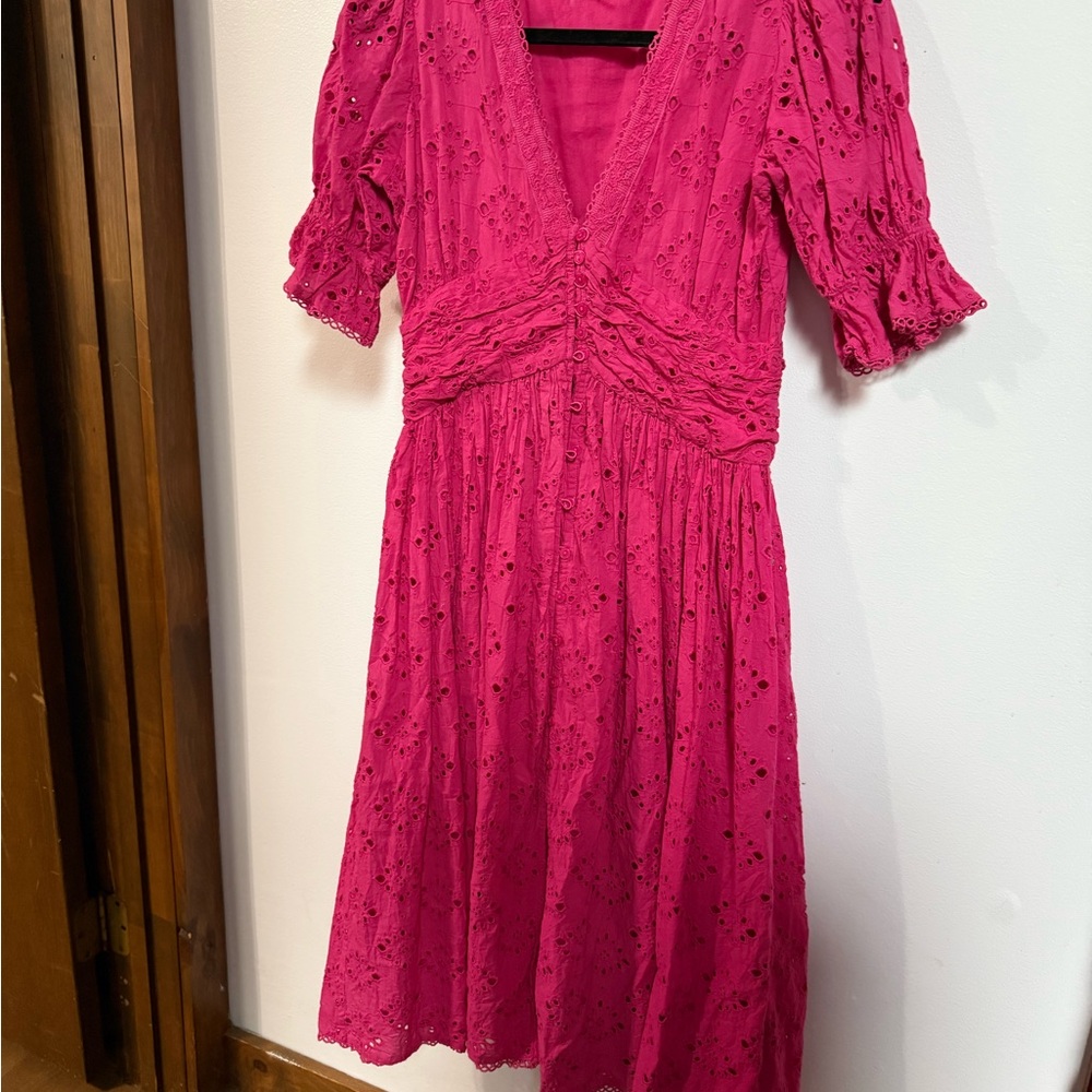 House of Harlow 1960 Vibrant Pink Lace Midi Dress